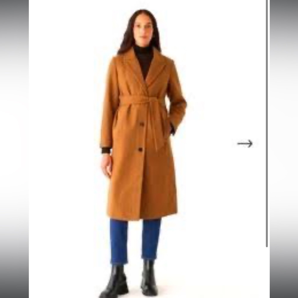 NWT: Frank and Oak Laurence Topcoat in Cognac